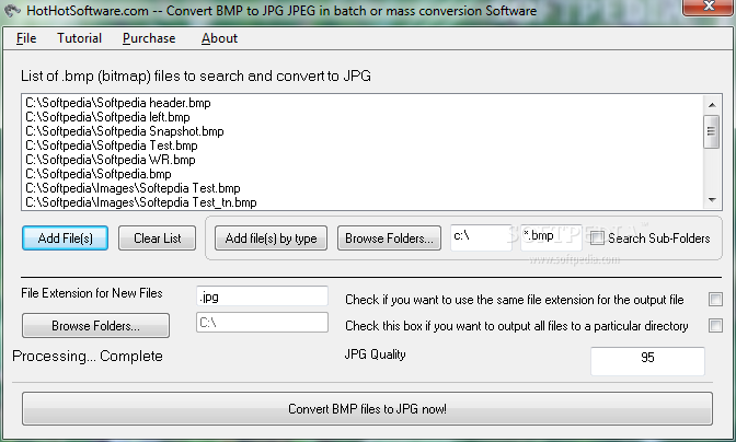 Convert BMP to JPG JPEG in batch or mass conversion