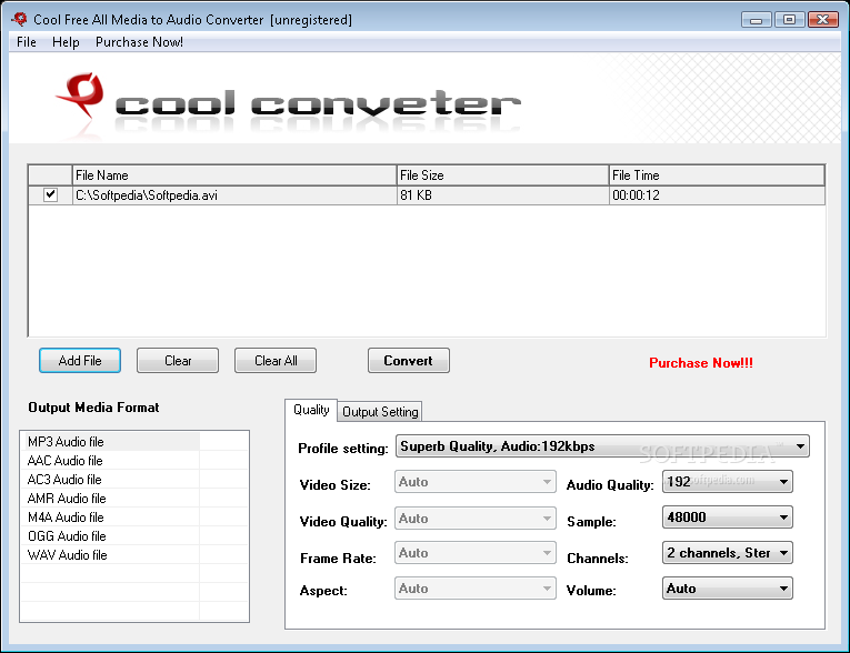 Cool Free All Media to Audio Converter