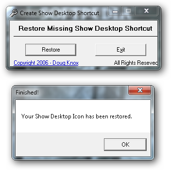 Create Show Desktop Shortcut