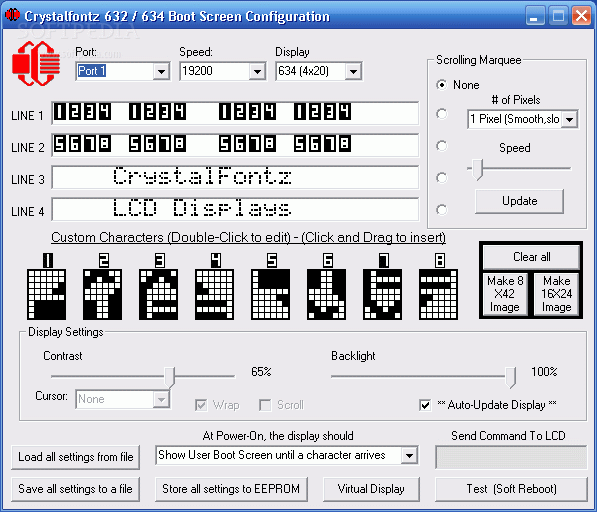 Crystalfontz 632/634 Boot Screen Configuration