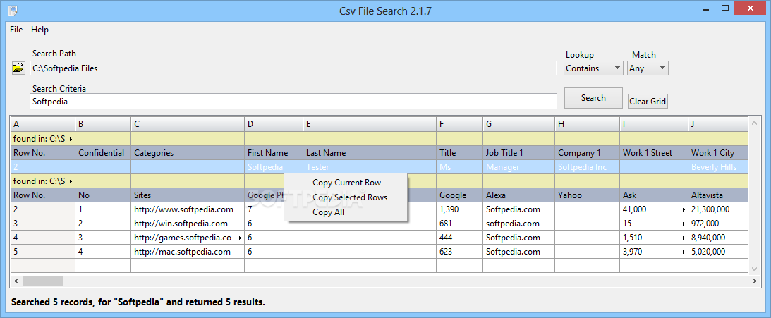 Csv File Search