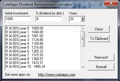 CuteApps Dividend Reinvestment Calculator