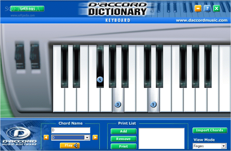 D'Accord Keyboard Chord Dictionary