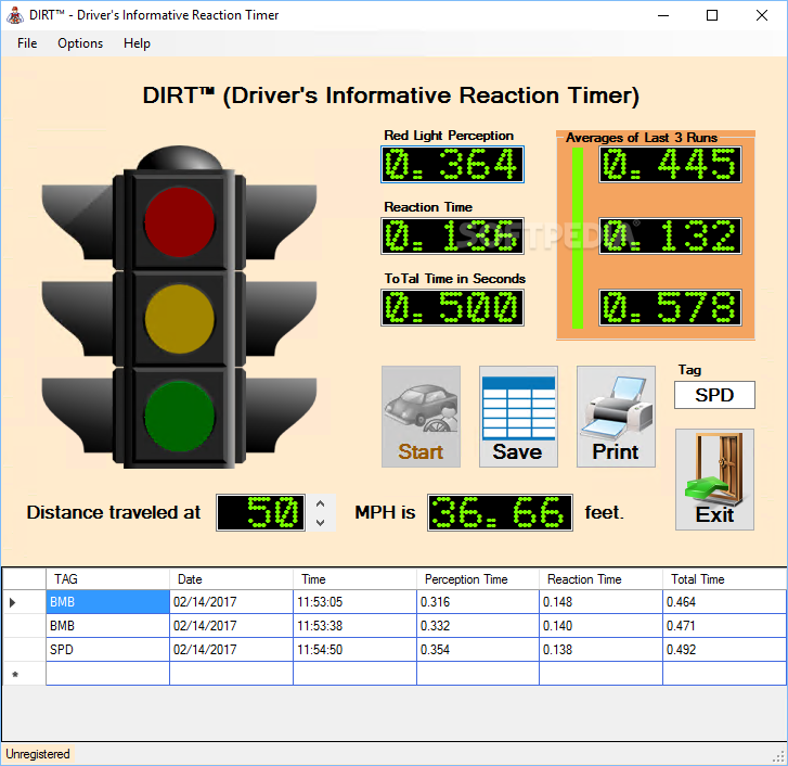 DIRT - Driver’s Informative Reaction Timer