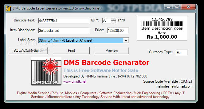 DMS Barcode Label Generator