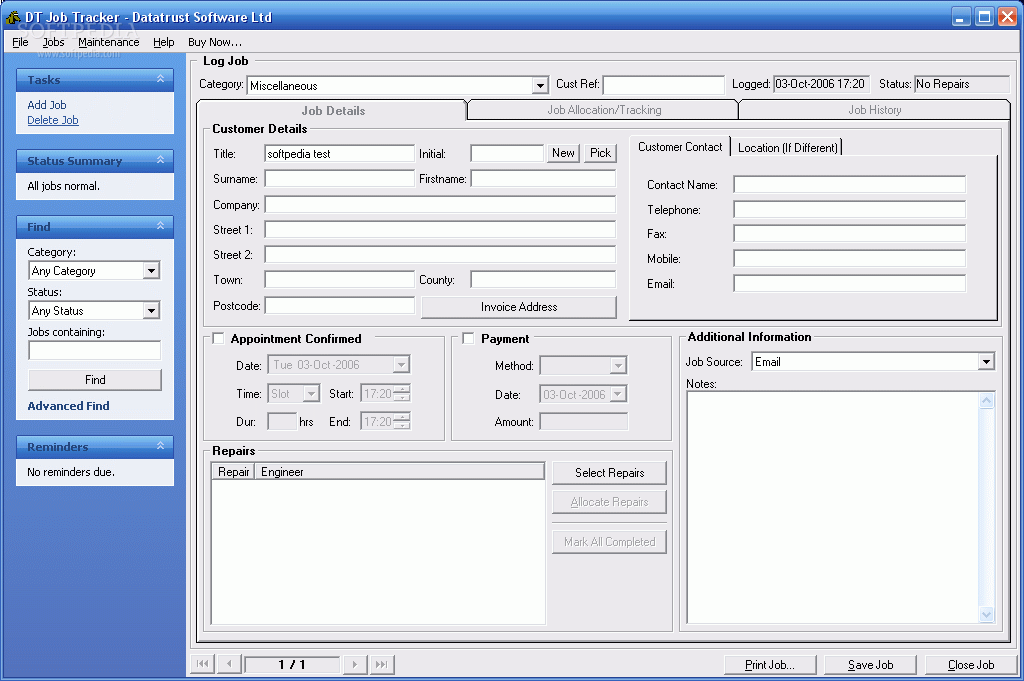 DT Job Tracker