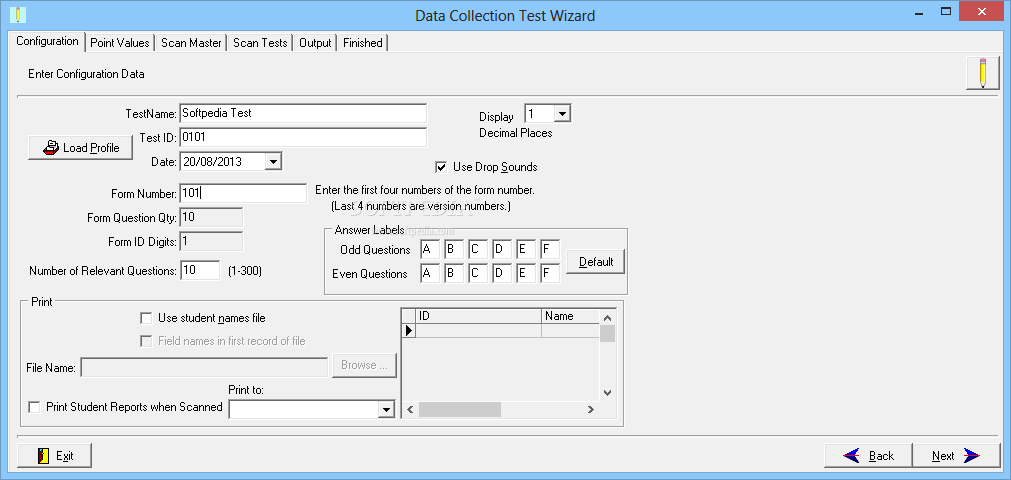 Data Collection Test Wizard