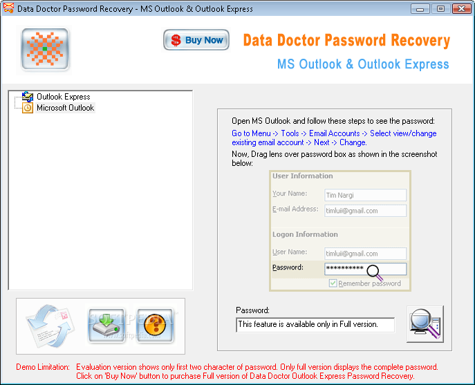 Data Doctor Password Recovery - MS Outlook & Outlook Express