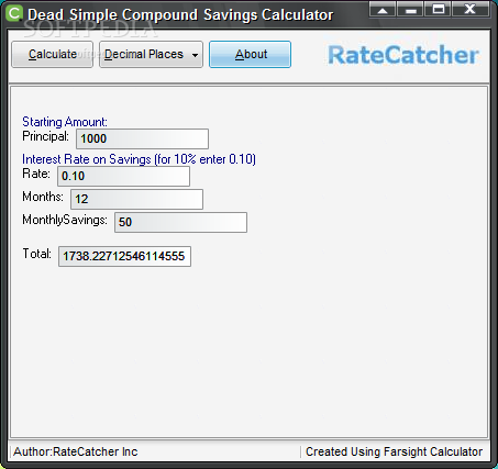 Dead Simple Compound Savings Calculator
