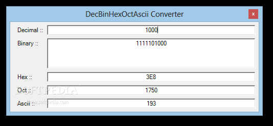 DecBinHexOctAscii Converter