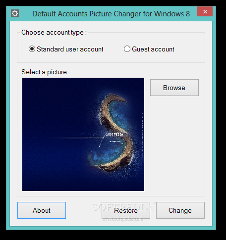 Default Accounts Picture Changer for Windows 8