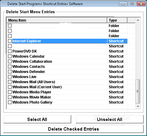 Delete Start Programs Shortcut Entries Software
