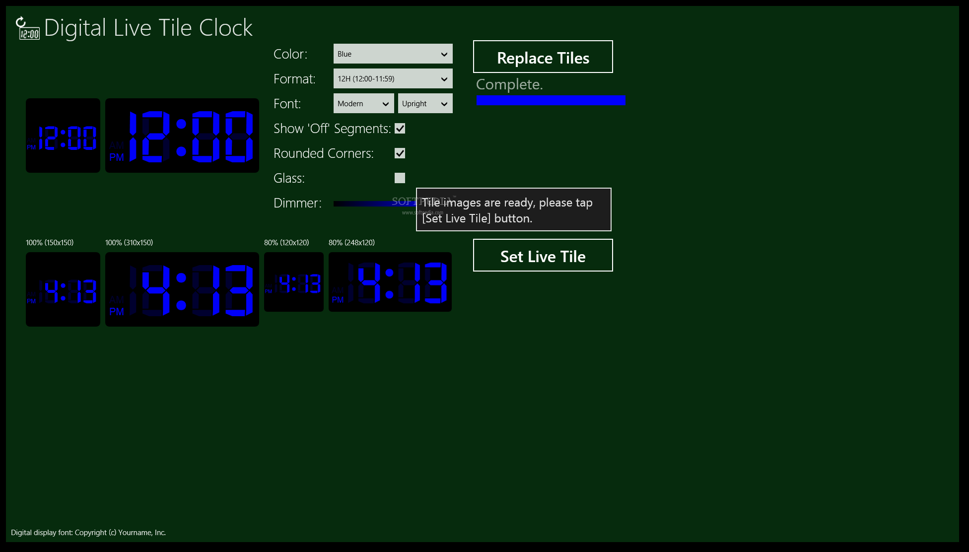 Digital Live Tile Clock for Windows 10/8.1