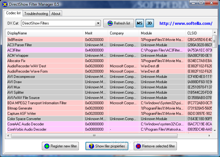 DirectShow Filter Manager