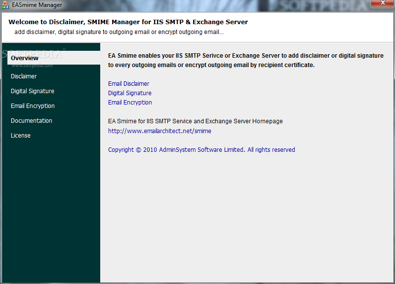 EA Disclaimer, S/MIME for Exchange Server and IIS SMTP Service