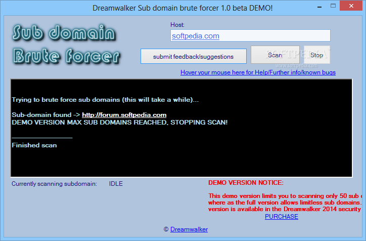 Dreamwalker Sub domain brute forcer