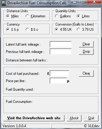 DriveArchive Fuel Consumption Calculator