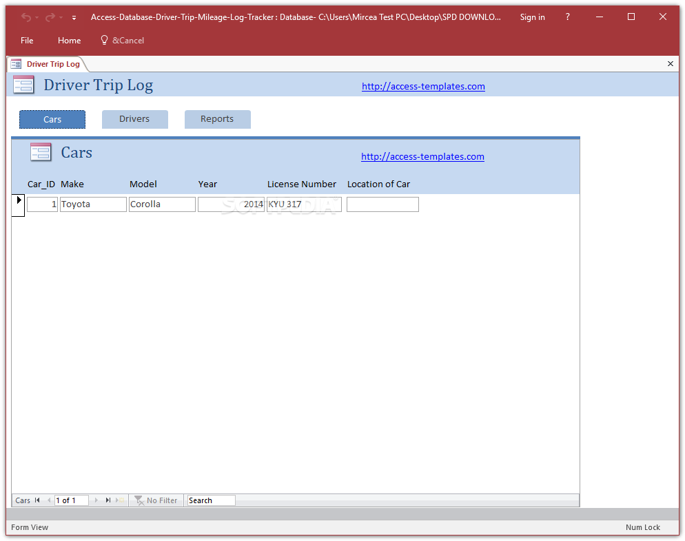 Driver Trip and Mileage Tracker Access Database Templates
