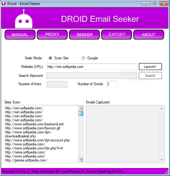 Droid Email Seeker