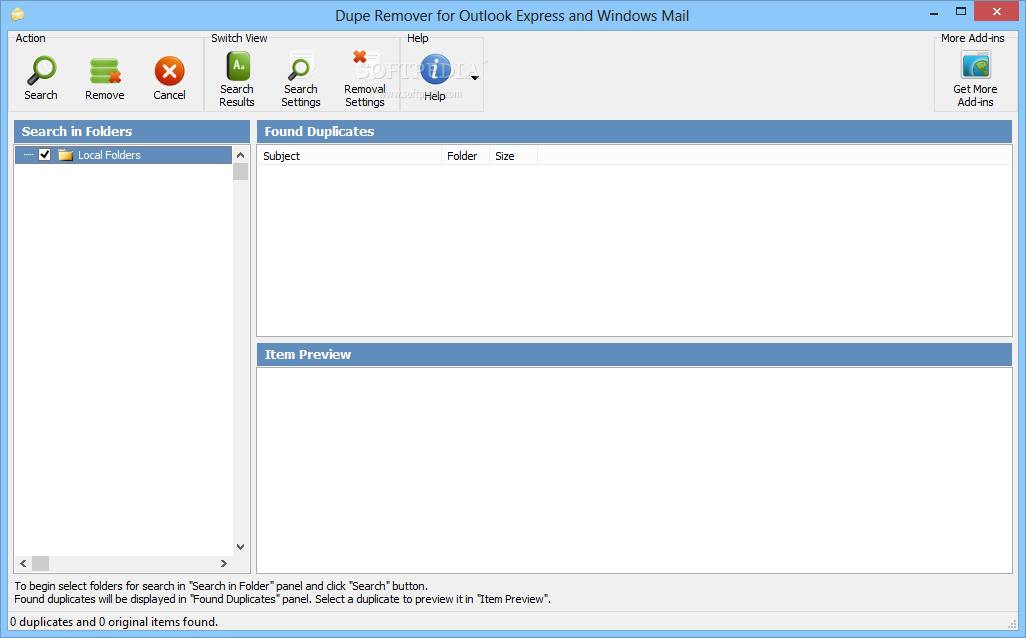 Dupe Remover for Microsoft Outlook Express and Windows Mail