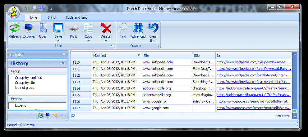 Dutch Duck Firefox History Viewer