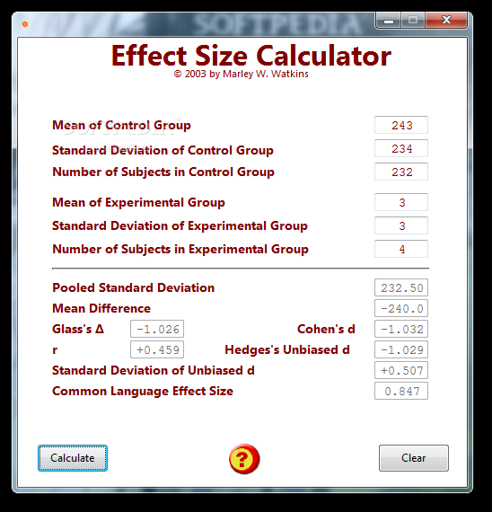 Effect Size Calculator