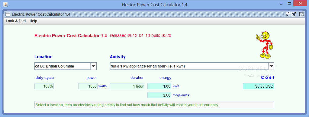 Electric Power Cost Calculator