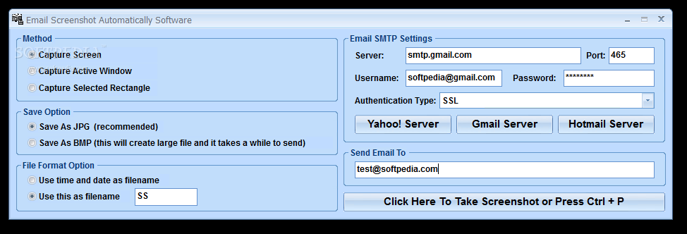 Email Screenshot Automatically Software