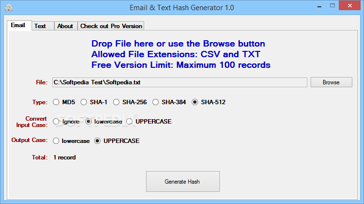 Email & Text Hash Generator