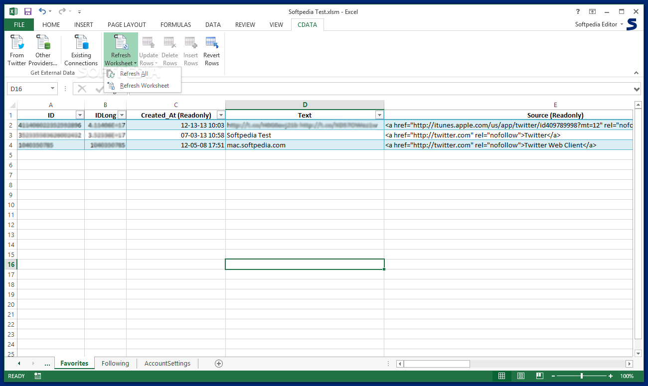 Excel Add-In for Twitter