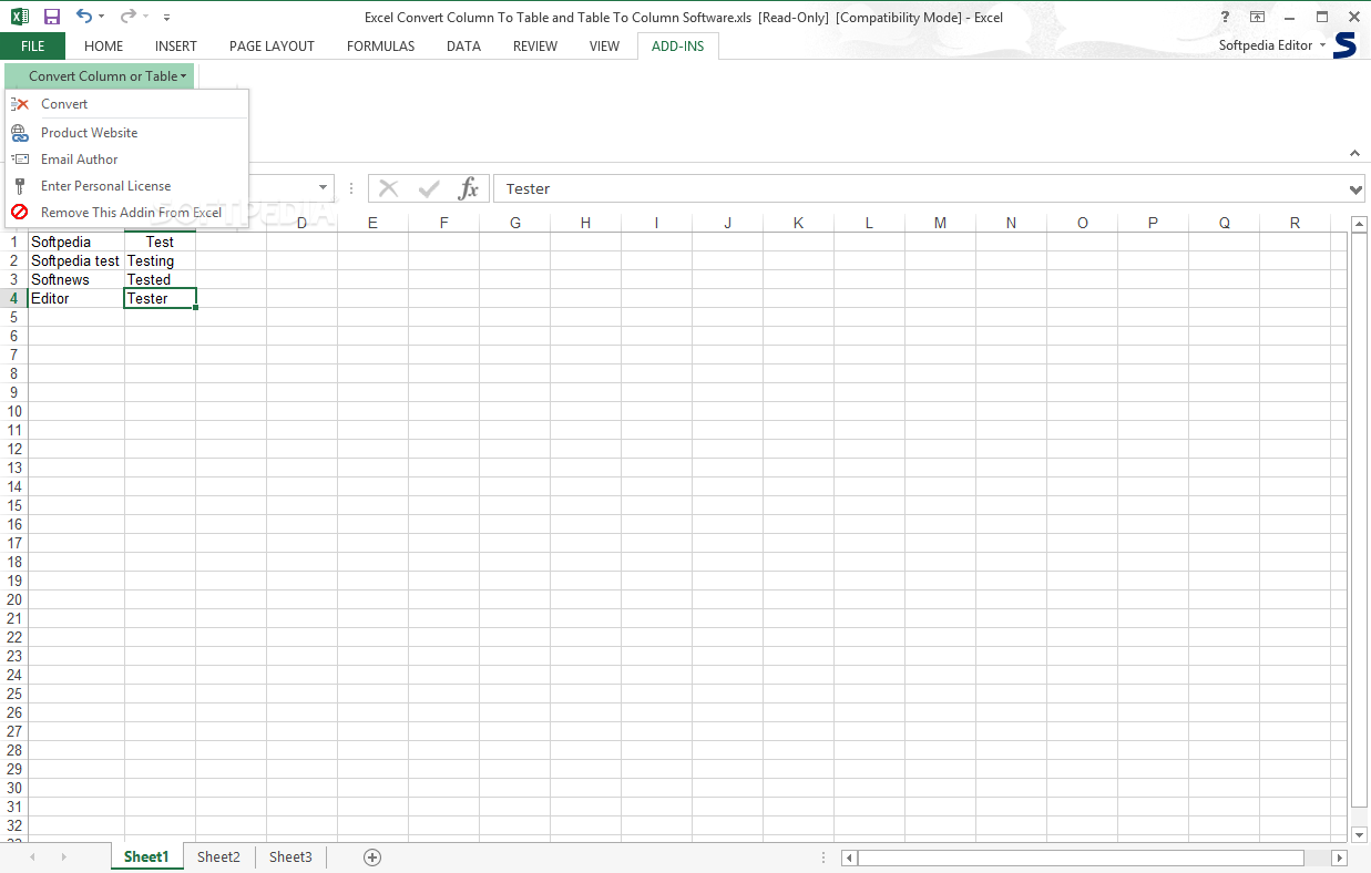 Excel Convert Column To Table and Table To Column Software