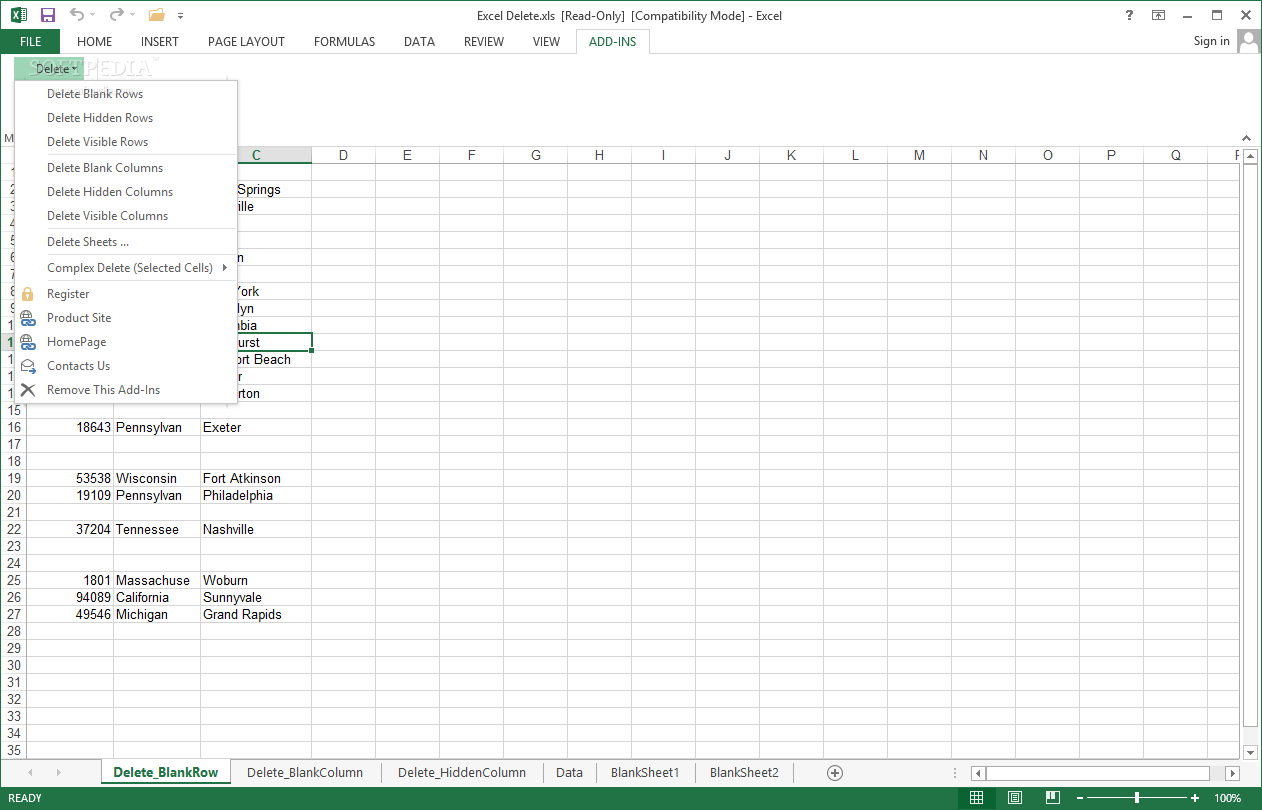 Excel Tool Delete Blank, Hidden Rows, Columns, Sheets (formerly Excel Delete)