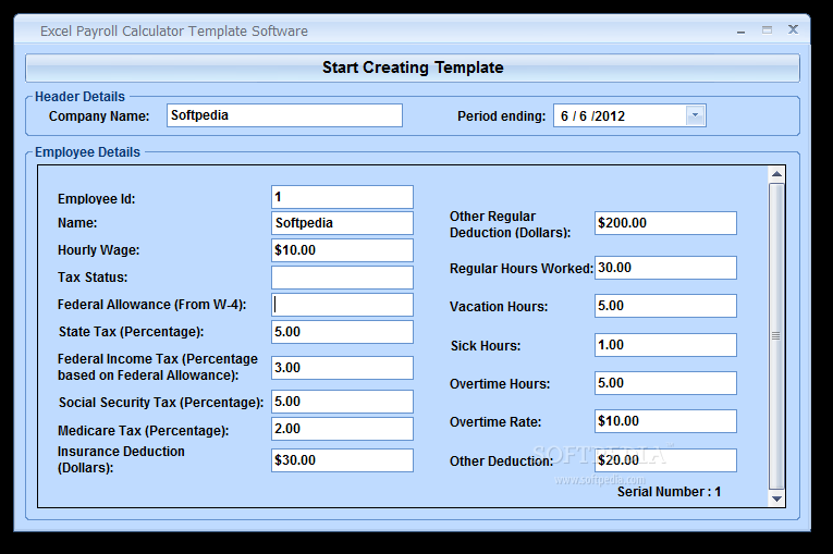 Excel Payroll Calculator Template Software