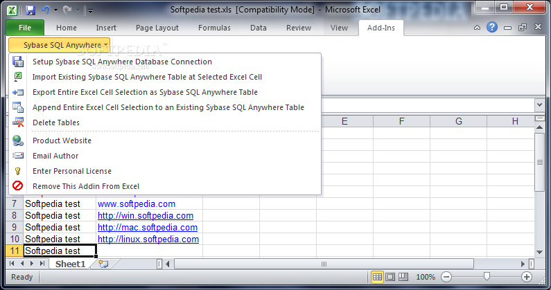 Excel Sybase Anywhere Import, Export & Convert Software