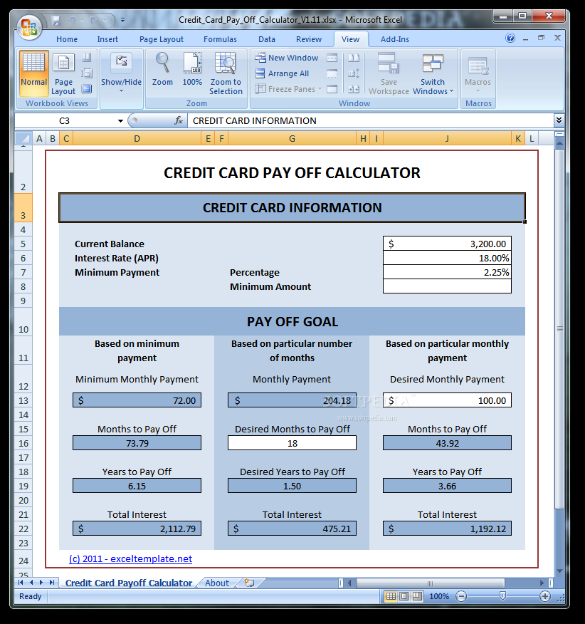 Credit Card Payoff Calculator