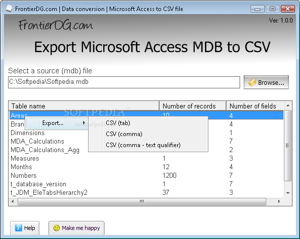 Export Microsoft Access MDB to CSV