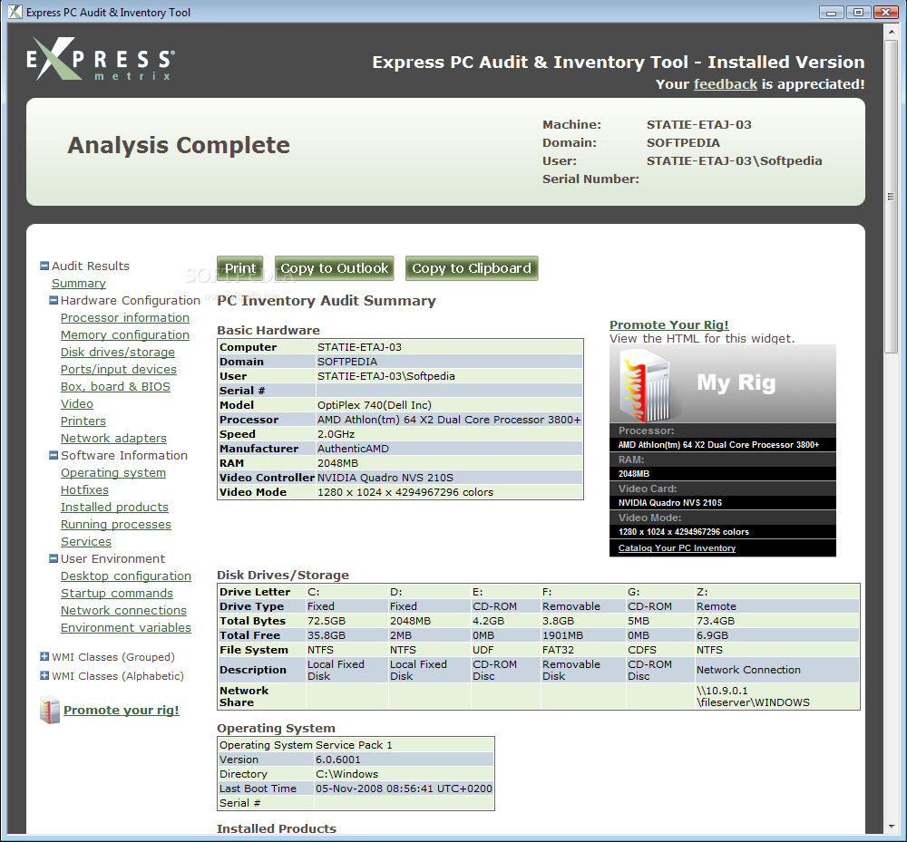 Express PC Audit & Inventory Tool