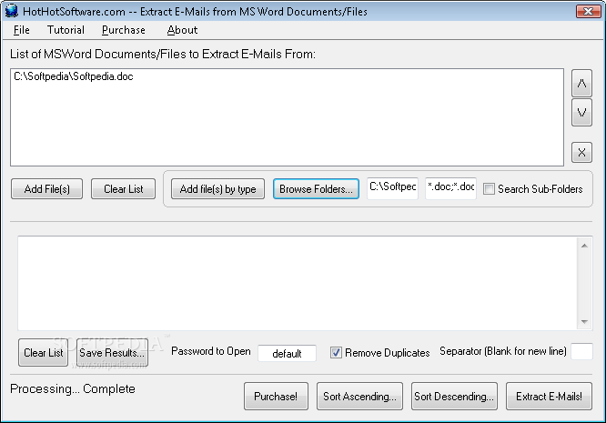 Extract E-mails from MS Word Documents/Files