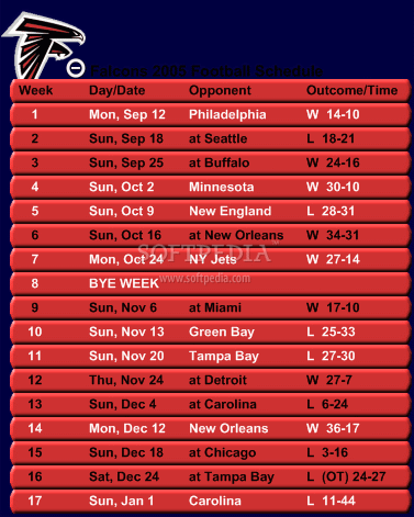 Falcons Football Schedule