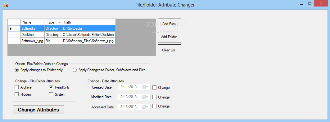 File/Folder Attribute Changer