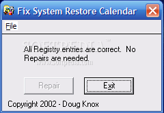 Fix System Restore Calendar