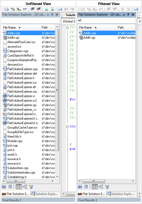 Flat Solution Explorer