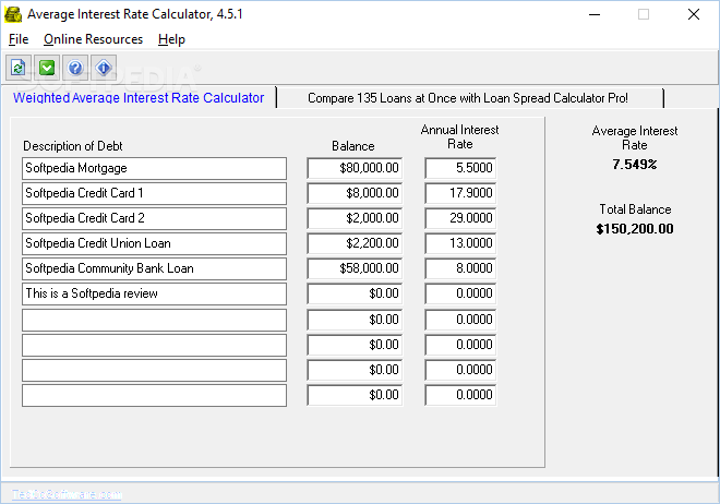 Free Average Interest Rate Calculator