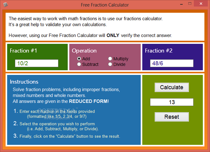 Free Fraction Calculator