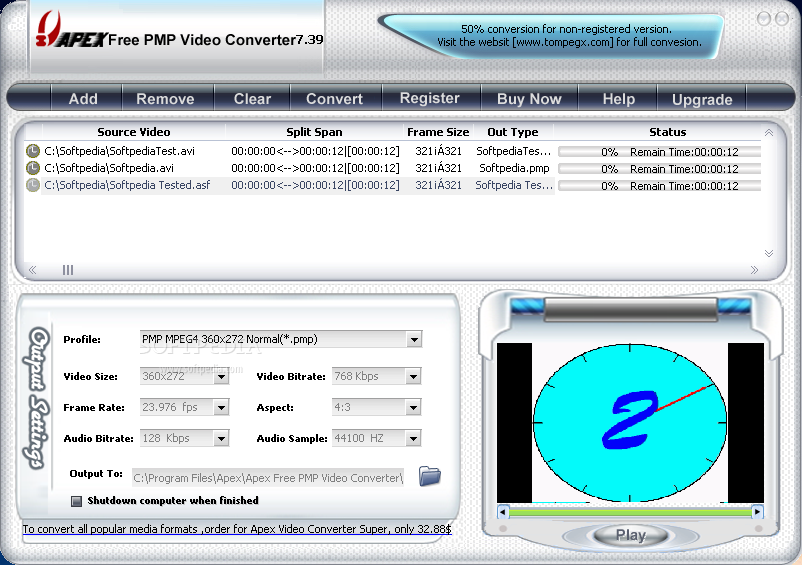 Apex Free PMP Video Converter