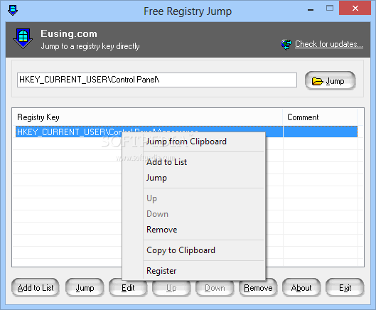 Free Registry Jump