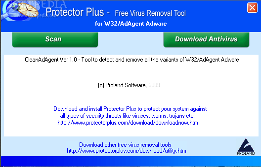 Free Virus Removal Tool for W32/AdAgent Adware