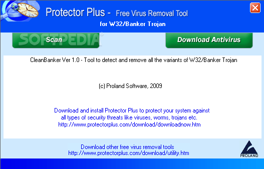 Free Virus Removal Tool for W32/Banker Trojan