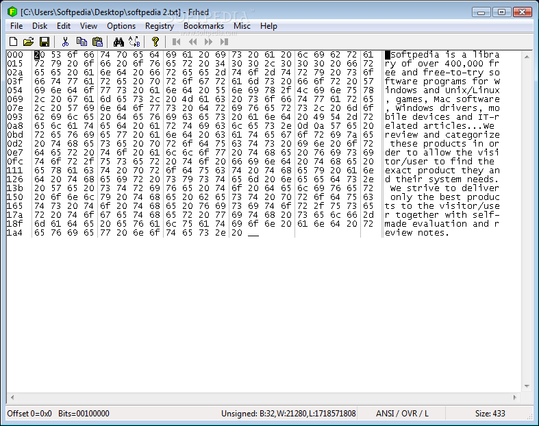 Frhed (Free hex editor)