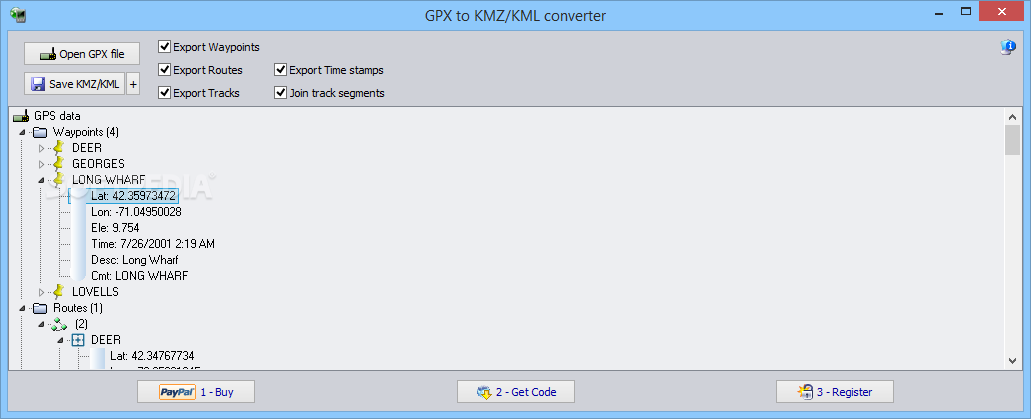 GPX to KMZ / KML converter